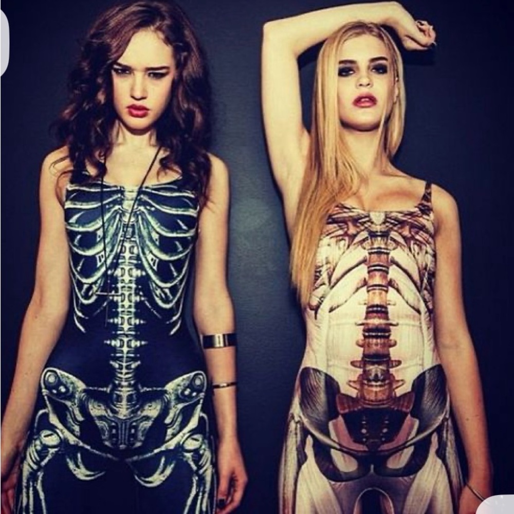 BlackMilk Mechanical Bones X-Ray Skeleton Catsuit Jumpsuit Small Limited Edition